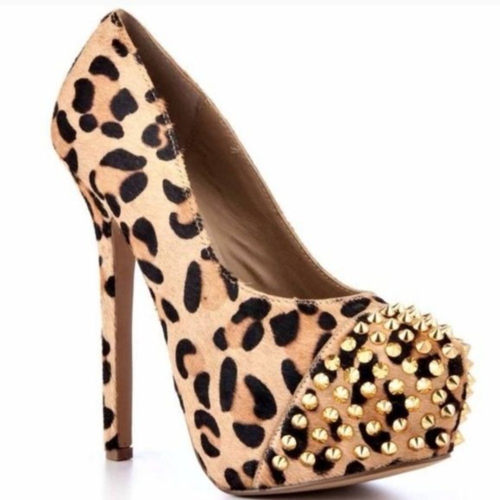 Steve Madden Leopard Print Studded Platform Heels - image 1
